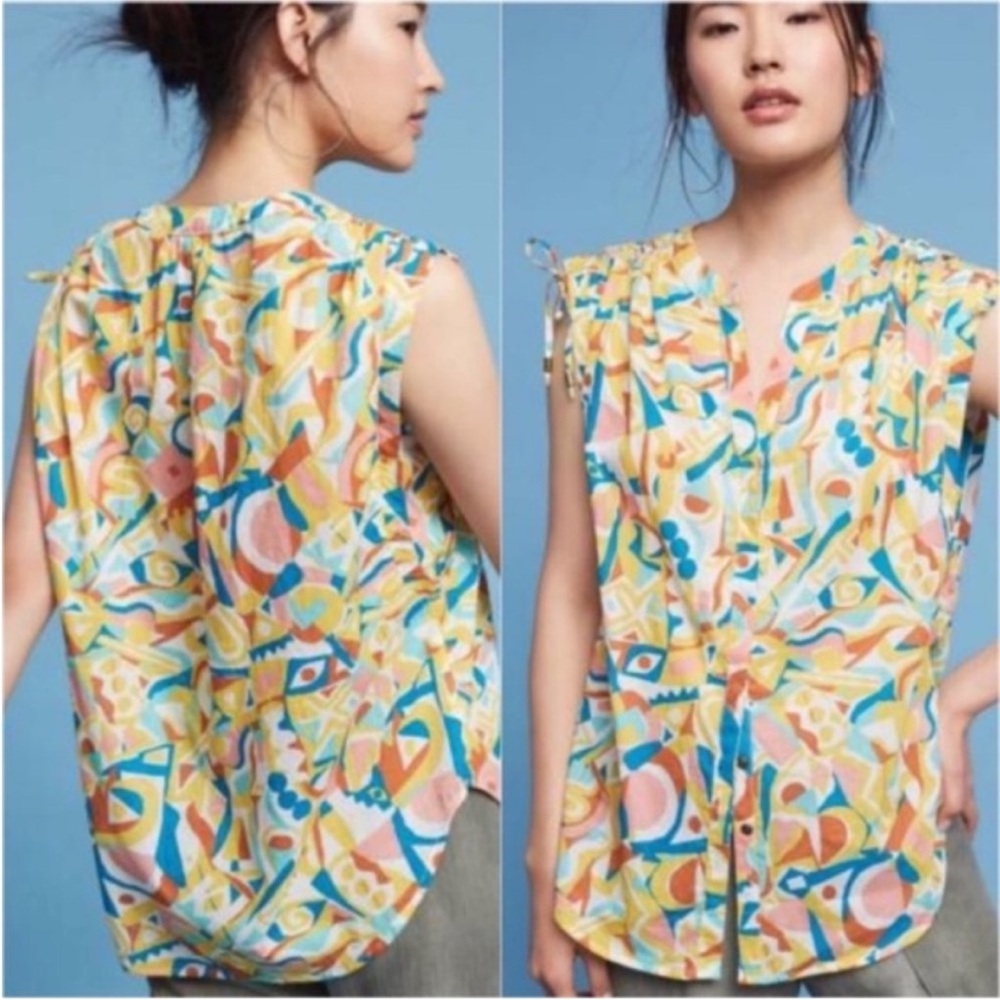 Anthropologie Danielle Kroll Brooklynite Sleeeveless Top Blouse Women’s Sz Small